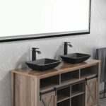 13.0" L -18.13" W -4" H Matte Shell Glass Rectangular Vessel Bathroom Sink in Black with Matte Black Faucet and Pop-Up Drain in Matte Black - Image 16