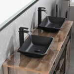 13.0" L -18.13" W -4" H Matte Shell Glass Rectangular Vessel Bathroom Sink in Black with Matte Black Faucet and Pop-Up Drain in Matte Black - Image 19