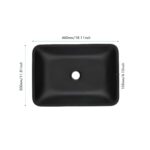 13.0" L -18.13" W -4" H Matte Shell Glass Rectangular Vessel Bathroom Sink in Black with Matte Black Faucet and Pop-Up Drain in Matte Black - Image 20