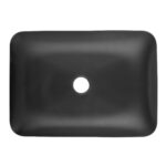 13.0" L -18.13" W -4" H Matte Shell Glass Rectangular Vessel Bathroom Sink in Black with Matte Black Faucet and Pop-Up Drain in Matte Black - Image 5