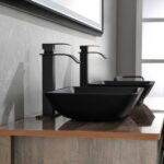 13.0" L -18.13" W -4" H Matte Shell Glass Rectangular Vessel Bathroom Sink in Black with Matte Black Faucet and Pop-Up Drain in Matte Black - Image 7