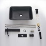 13.0" L -18.13" W -4" H Matte Shell Glass Rectangular Vessel Bathroom Sink in Black with Matte Black Faucet and Pop-Up Drain in Matte Black - Image 8