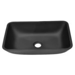 13.0" L -18.13" W -4" H Matte Shell Glass Rectangular Vessel Bathroom Sink in Black with Matte Black Faucet and Pop-Up Drain in Matte Black - Image 10