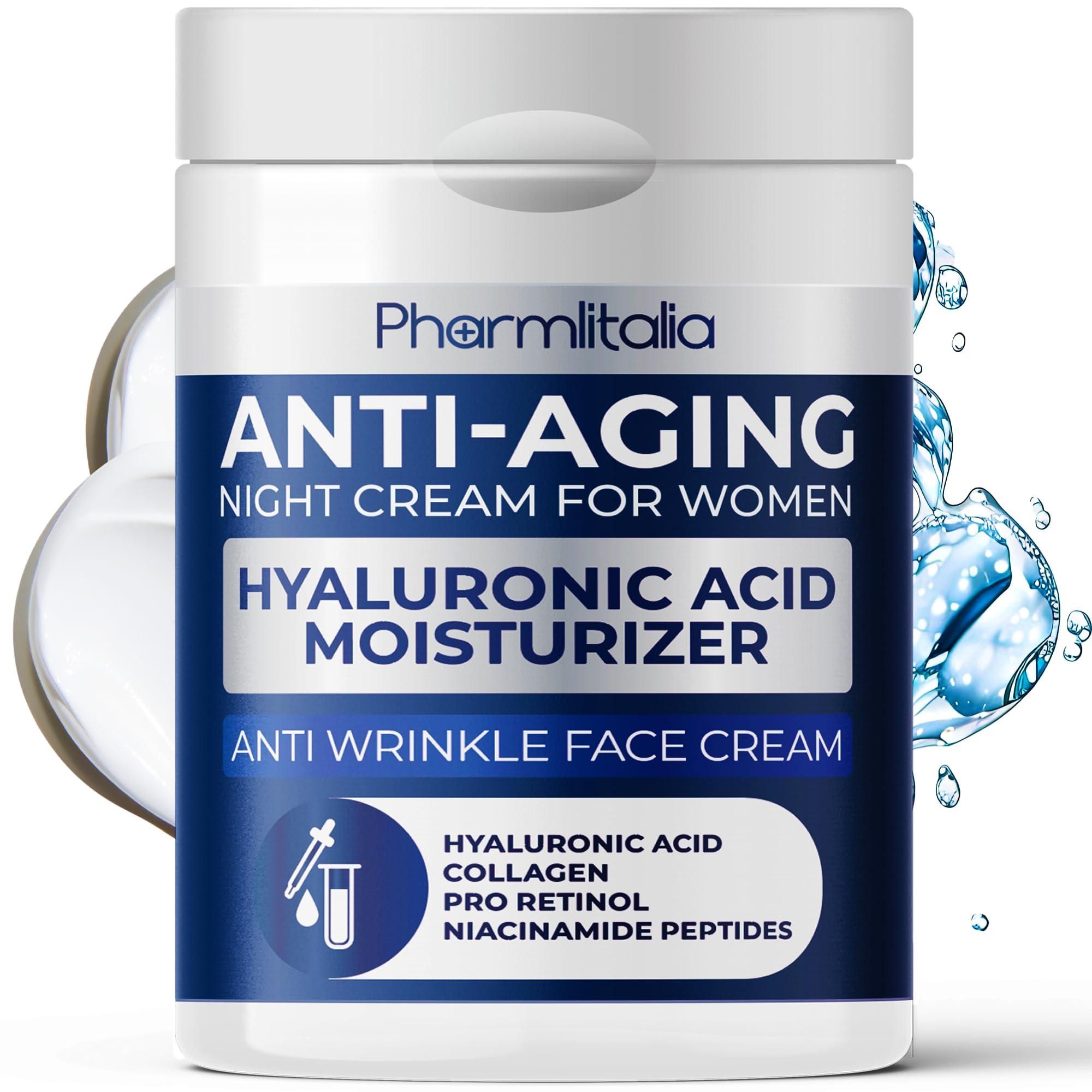 d0102he02mj.jpg Night Cream for Women Anti aging Retinol Night Cream for Face Wrinkle Cream for Women Overnight Collagen Repair Hyaluronic Acid Face Moisturiser with Niacinamide Peptides Made in Italy - Image 1