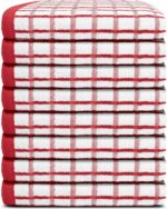 Premium Dish Towels for Kitchen with Hanging Loop 8 Pack Heavy Duty Absorbent 100% Cotton 410 GSM Terry Kitchen Towels 16x26 inch Red Color - Image 2