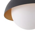 13.5 in. 1-Light Wood Gold Leaf Dome Semi-Flush Mount Light with Opal Glass Globe - 13.5 in. W x 11.4 in. H - Gold Leaf/White - Image 7