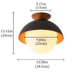 13.5 in. 1-Light Wood Gold Leaf Dome Semi-Flush Mount Light with Opal Glass Globe - 13.5 in. W x 11.4 in. H - Gold Leaf/White - Image 8