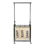 Oceanstar 3-Bag Rolling Laundry Sorter with Adjustable Hanging Bar, White - Image 4