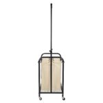 Oceanstar 3-Bag Rolling Laundry Sorter with Adjustable Hanging Bar, White - Image 5