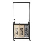 Oceanstar 3-Bag Rolling Laundry Sorter with Adjustable Hanging Bar, Color - Image 3