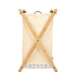Oceanstar X-Frame Bamboo 3-Bag Laundry Sorter, White - Image 3