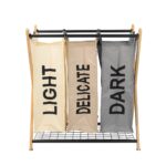 Oceanstar X-Frame Bamboo 3-Bag Laundry Sorter, Color - Image 2