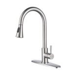 Single Handle High Arc Brushed Nickel Pull out Kitchen Faucet,Single Level Stainless Steel Kitchen Sink Faucets with Pull down Sprayer - Image 6