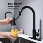 Single Handle High Arc Brushed Nickel Pull out Kitchen Faucet,Single Level Stainless Steel Kitchen Sink Faucets with Pull down Sprayer - Image 9
