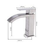 Single Handle Waterfall Bathroom Vanity Sink Faucet with Extra Large Rectangular Spout, Brushed Nickel - Image 4