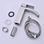 Single Handle Waterfall Bathroom Vanity Sink Faucet with Extra Large Rectangular Spout, Brushed Nickel - Image 6