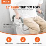 VEVOR Raised Toilet Seat, 3.5" Height Raised, 300 lbs Weight Capacity, for Standard Round Toilet, Aluminum Handrail, with EVA Armrest Padding, for Elderly, Handicap, Patient, Pregnant, Medical - Image 2