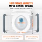 VEVOR Raised Toilet Seat, 3.5" Height Raised, 300 lbs Weight Capacity, for Standard Round Toilet, Aluminum Handrail, with EVA Armrest Padding, for Elderly, Handicap, Patient, Pregnant, Medical - Image 4