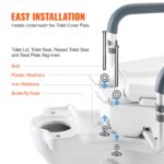 VEVOR Raised Toilet Seat, 3.5" Height Raised, 300 lbs Weight Capacity, for Standard Round Toilet, Aluminum Handrail, with EVA Armrest Padding, for Elderly, Handicap, Patient, Pregnant, Medical - Image 6