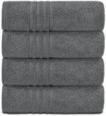 Grey Bath Towels Set of 4 Cotton Body Towel for Hotel Gym Spa Soft Extra Absorbent Quick Dry Towels for Bathroom 27x54 Inch