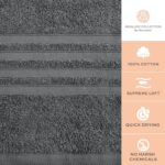 Grey Bath Towels Set of 4 Cotton Body Towel for Hotel Gym Spa Soft Extra Absorbent Quick Dry Towels for Bathroom 27x54 Inch - Image 3