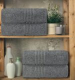 Grey Bath Towels Set of 4 Cotton Body Towel for Hotel Gym Spa Soft Extra Absorbent Quick Dry Towels for Bathroom 27x54 Inch - Image 6