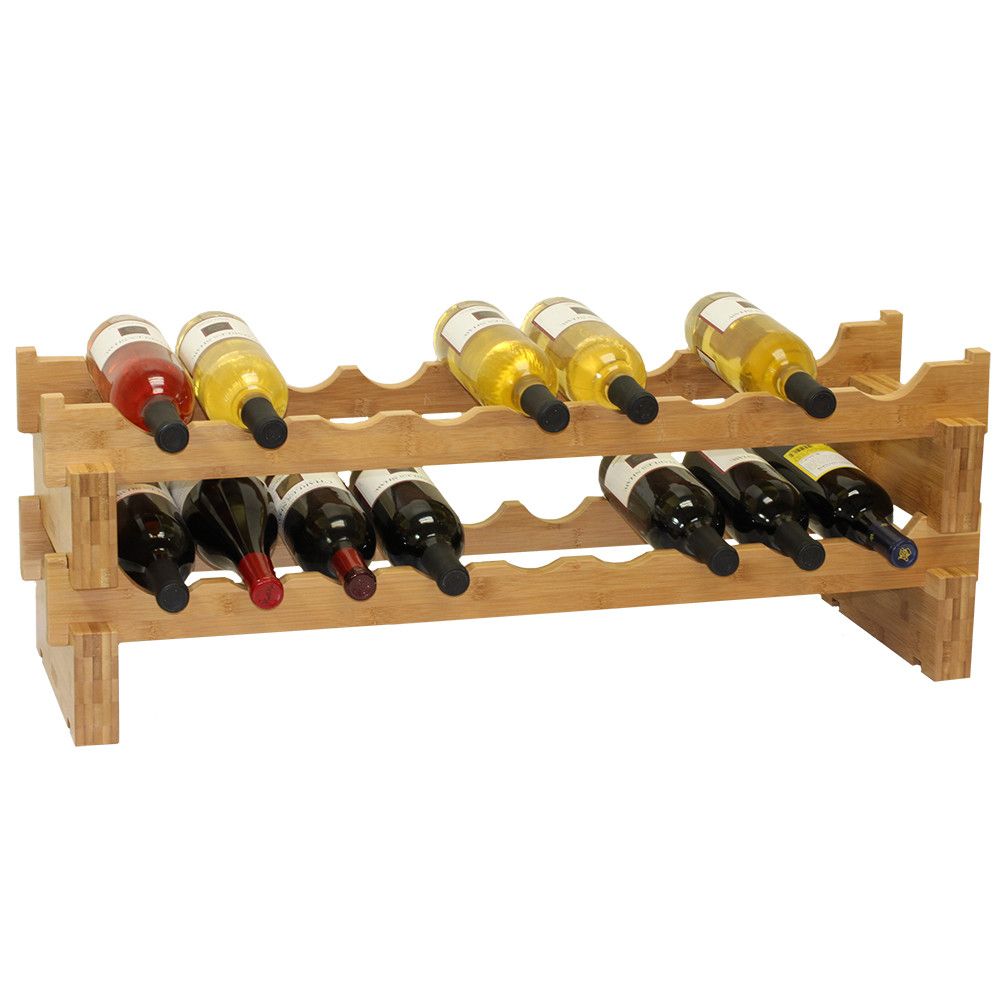 d0102hpy5tu.jpg Oceanstar 18-Bottle Stackable Bamboo Wine Rack - Image 1
