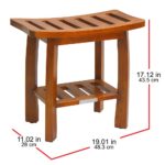 Oceanstar Solid Wood Spa Shower Bench with Storage Shelf, Teak Color Finish - Image 5