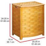 Oceanstar Natural Finished Bowed Front Veneer Laundry Wood Hamper with Interior Bag BHV0100N - Image 3