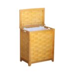 Oceanstar Natural Finished Rectangular Veneer Laundry Wood Hamper with Interior Bag RHV0103N - Image 2