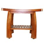 Oceanstar Solid Wood Spa Bench with Storage Shelf, Teak Color Finish - Image 3