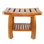 Oceanstar Solid Wood Spa Bench with Storage Shelf, Teak Color Finish - Image 4