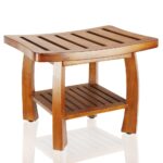 Oceanstar Solid Wood Spa Bench with Storage Shelf, Teak Color Finish - Image 5