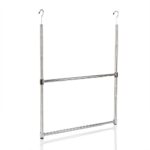 Oceanstar 2-Tier Portable Adjustable Closet Hanger Rod, Chrome - Image 4