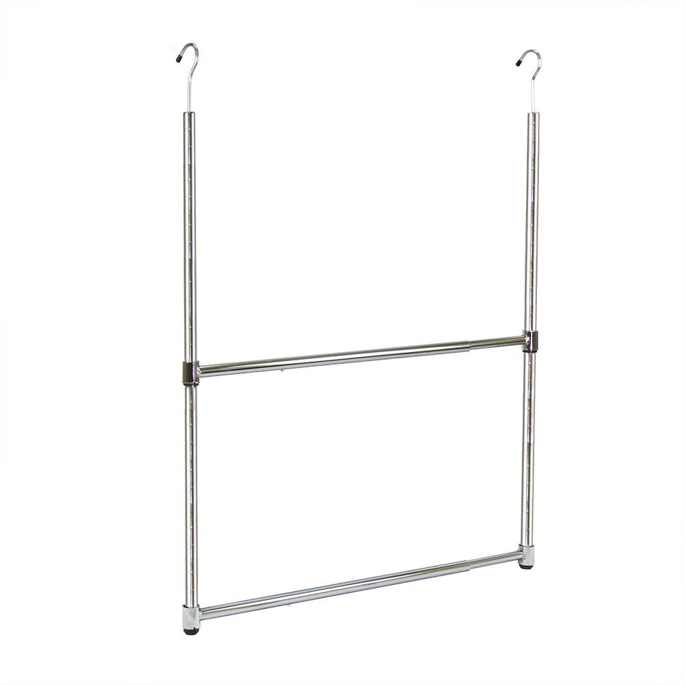 d0102hpyr7g.jpg Oceanstar 2-Tier Portable Adjustable Closet Hanger Rod, Chrome - Image 1