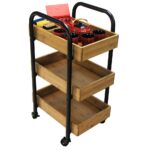 Oceanstar Portable Storage Cart with 3 Easy Removable Bamboo Trays - Image 4