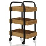 Oceanstar Portable Storage Cart with 3 Easy Removable Bamboo Trays - Image 6