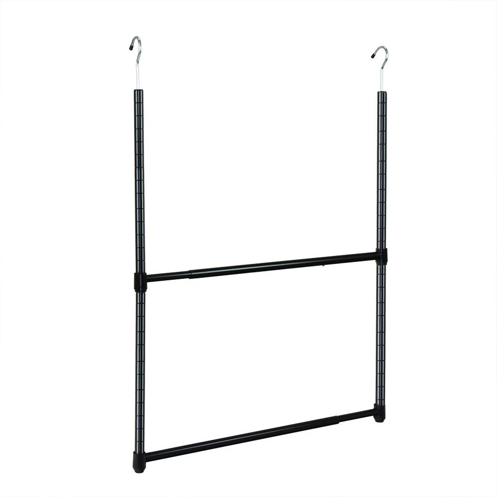 d0102hpyr7y.jpg Oceanstar 2-Tier Portable Adjustable Closet Hanger Rod, Black - Image 1
