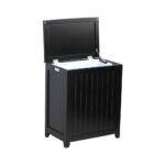 Oceanstar Mahogany Finished Rectangular Laundry Wood Hamper with Interior Bag RHP0109MH - Image 2