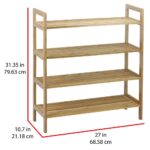 Oceanstar 4-Tier Bamboo Shoe Rack, Natural - Image 4