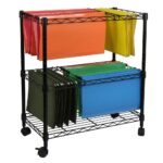 Oceanstar Portable 2-Tier Metal Rolling File Cart, Black - Image 2