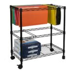 Oceanstar Portable 2-Tier Metal Rolling File Cart, Black - Image 3
