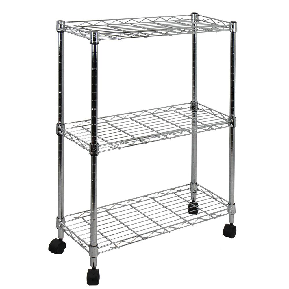 d0102hpyrhy.jpg Oceanstar 3-Tier Shelving All-Purpose Utility Cart, Chrome - Image 1