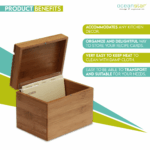 Oceanstar Bamboo Recipe Box with Divider - Image 2