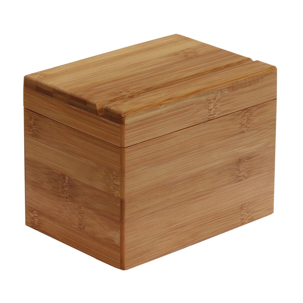 d0102hpyrxw.jpg Oceanstar Bamboo Recipe Box with Divider - Image 1