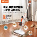 VEVOR Steam Mop, 8-in-1 Hard Wood Floor Cleaner with 7 Replaceable Brush Heads, for Various Hard Floors, Like Ceramic, Granite, Marble, Linoleum, Natural Floor Mop with 2 pcs Machine Washable Pads - Image 2