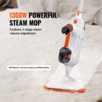VEVOR Steam Mop, 8-in-1 Hard Wood Floor Cleaner with 7 Replaceable Brush Heads, for Various Hard Floors, Like Ceramic, Granite, Marble, Linoleum, Natural Floor Mop with 2 pcs Machine Washable Pads - Image 3