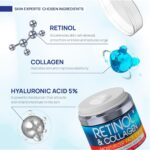 Retinol Cream for Face Collagen and Retinol Moisturizer with Hyaluronic Acid Day Night Anti Aging Retinol Face Moisturizer for Women Men Collagen Cream for Face Reduces Wrinkles Dryness 1.85 Oz - Image 4