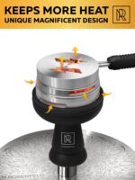 Black Hookah Bowl Set Silicone Premium Shisha Bowl Phunnel for Smoking with Hookah Tongs & Heat Management Charcoal Holder - Image 2