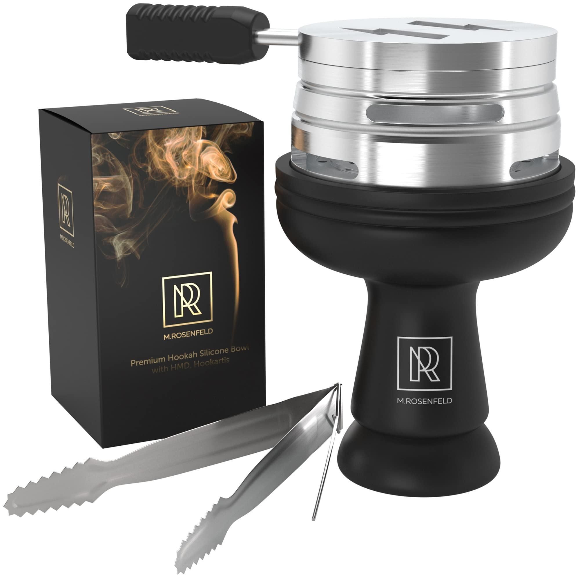 d0102hrziqt.jpg Black Hookah Bowl Set Silicone Premium Shisha Bowl Phunnel for Smoking with Hookah Tongs & Heat Management Charcoal Holder - Image 1